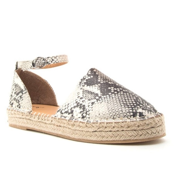 Qupid Shoes - Snake/Python Print Espadrilles